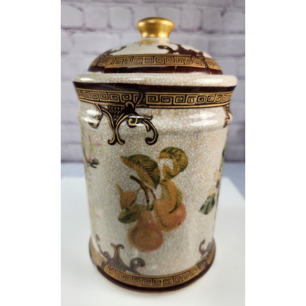 Vintage Japanese Satsuma Ware Hand Painted Fruit Pears Hummingbirds
